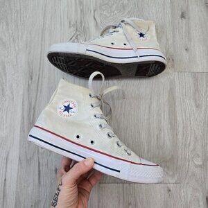 Converse | Chuck Taylor's All-Star distressed white canvas hi-top sneakers WMS 6